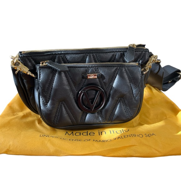 Valentino Handbags - Valentino Diamond Leather Belt Bag in black EUC